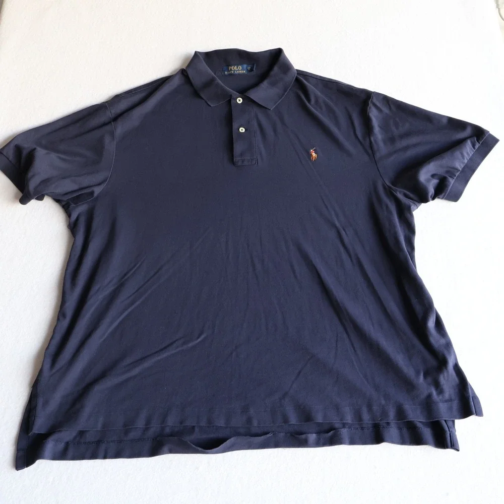 Polo Ralph Lauren Mens 2XB Cotton Polo Shirt Navy Blue